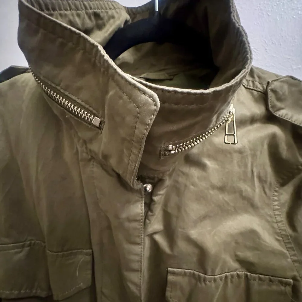 🪖 H&M Cotton Utility Jacket | Size 14 | Khaki Green - Picture 3 of 5